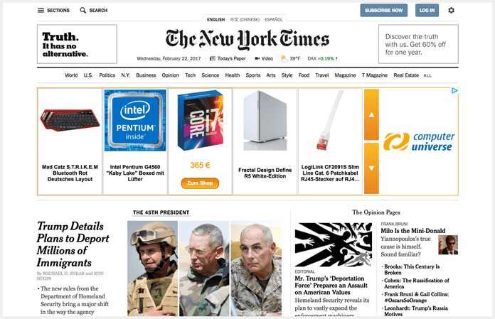 Current NYT design. In concepts, designers don’t usually consider financial practicalities